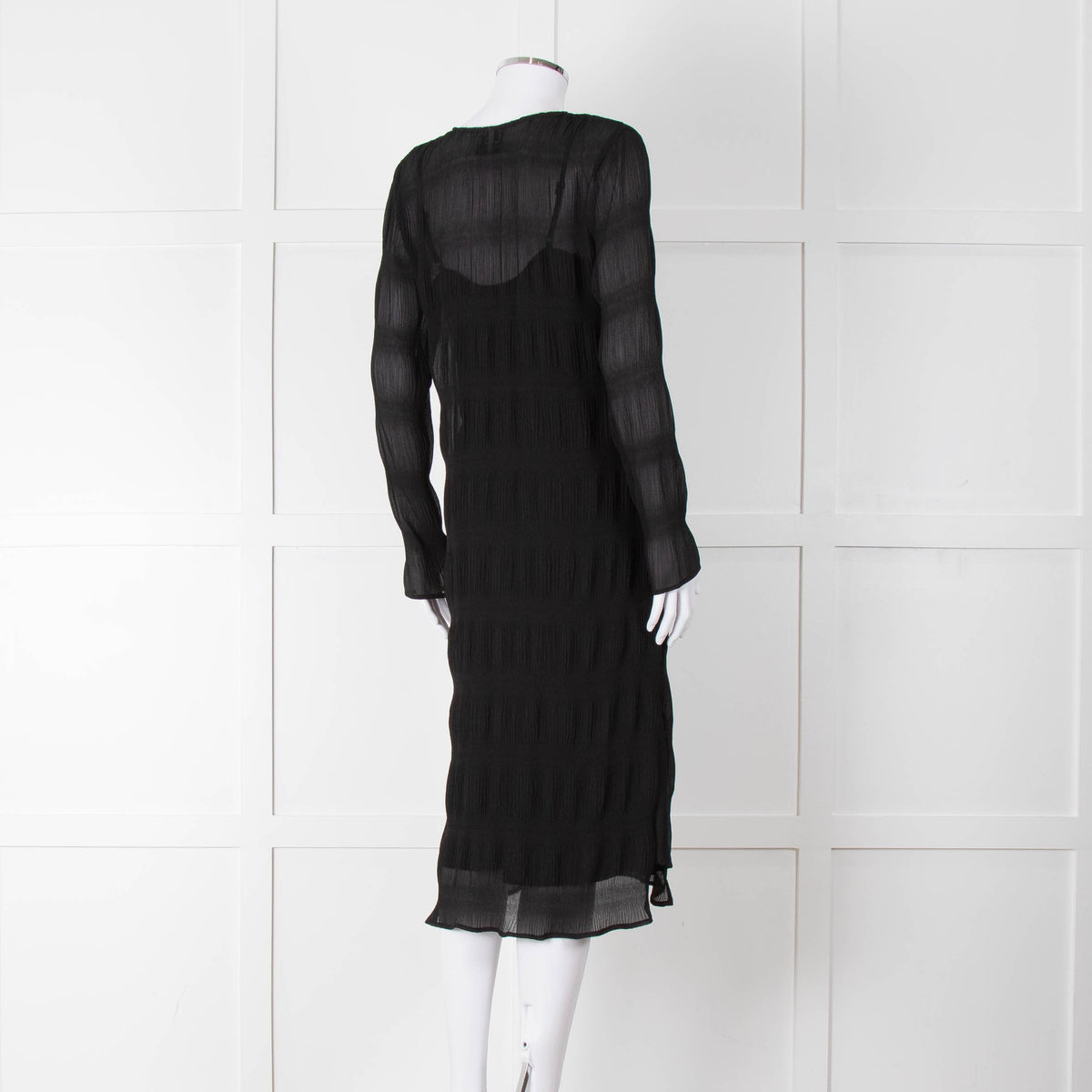 Just Female Black Sheer Dress With Black Slip