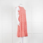 Sezane Red White Floral Sleeveless Tiered Dress