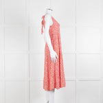 Sezane Red White Floral Sleeveless Tiered Dress