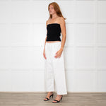 Deiji Studios White Wide Leg Elastic Waist Trousers
