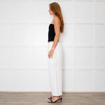 Deiji Studios White Wide Leg Elastic Waist Trousers
