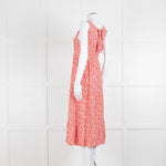 Sezane Red White Floral Sleeveless Tiered Dress