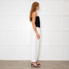 Deiji Studios White Wide Leg Elastic Waist Trousers