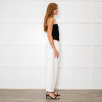 Deiji Studios White Wide Leg Elastic Waist Trousers