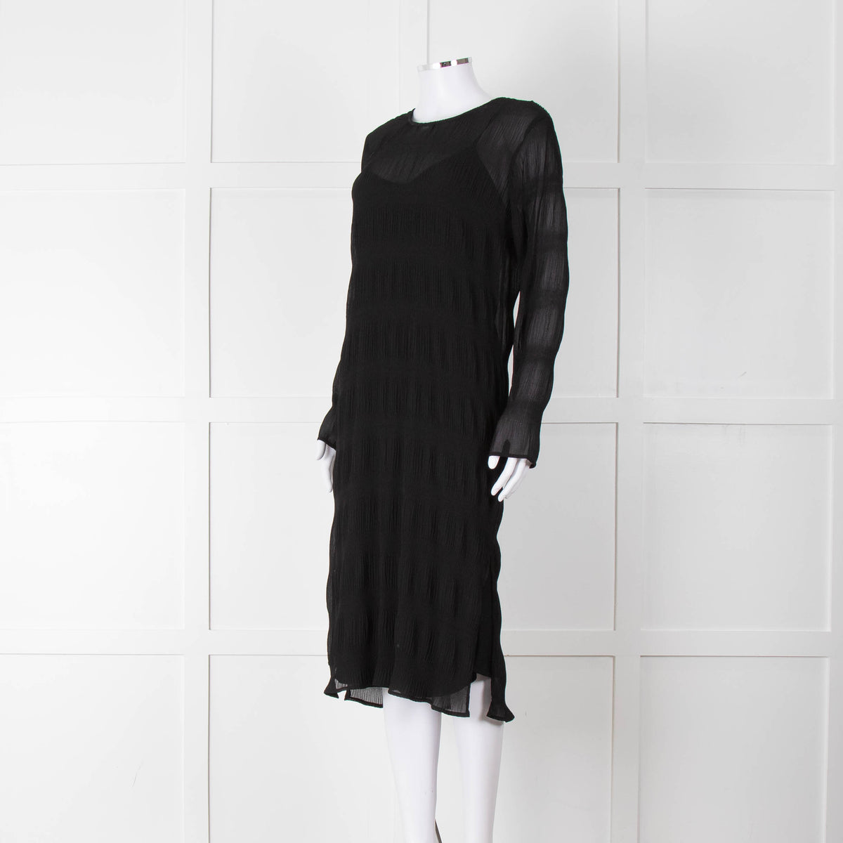 Just Female Black Sheer Dress With Black Slip