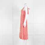 Sezane Red White Floral Sleeveless Tiered Dress