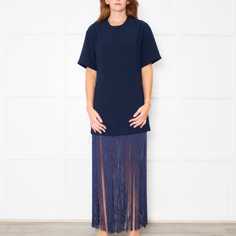 Nomia Midnight Blue Fringe T Shirt Dress