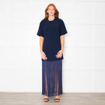 Nomia Midnight Blue Fringe T Shirt Dress