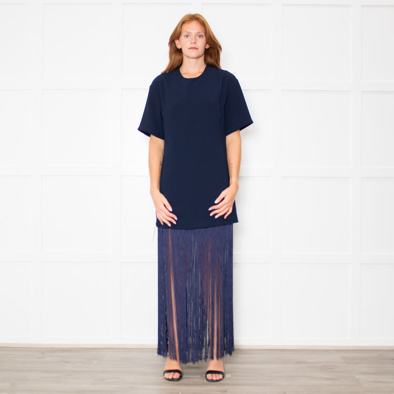 Nomia Midnight Blue Fringe T Shirt Dress