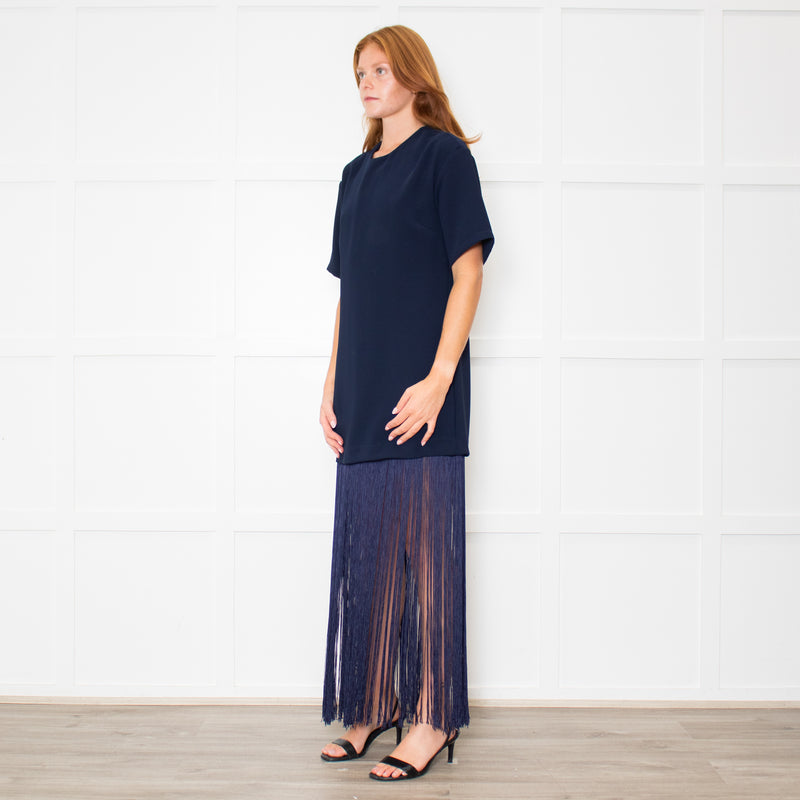 Nomia Midnight Blue Fringe T Shirt Dress