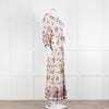Vilshenko Beige Tan Blue Floral Tiered Long Sleeve Maxi Dress