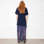 Nomia Midnight Blue Fringe T Shirt Dress