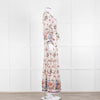 Vilshenko Beige Tan Blue Floral Tiered Long Sleeve Maxi Dress
