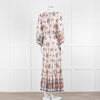 Vilshenko Beige Tan Blue Floral Tiered Long Sleeve Maxi Dress