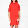 Carla Zampatti Red Short Sleeve Shift Dress with Cowl Neck