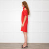 Carla Zampatti Red Short Sleeve Shift Dress with Cowl Neck