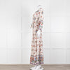 Vilshenko Beige Tan Blue Floral Tiered Long Sleeve Maxi Dress