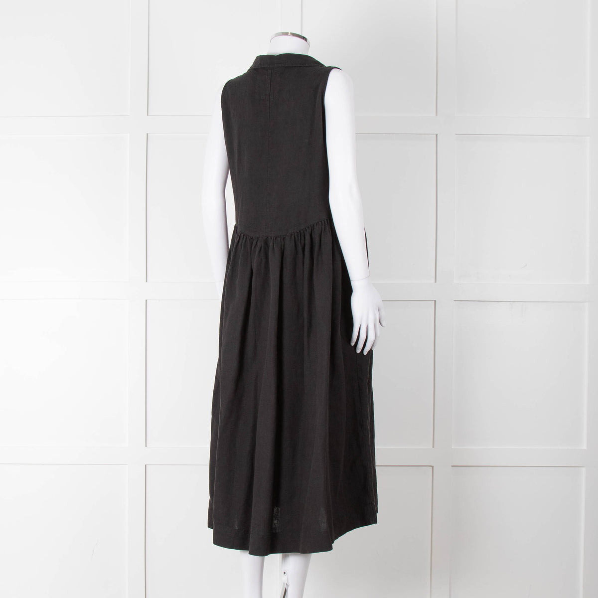 Frank & Eileen Black Sleeveless Linen Collared Dress