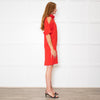 Carla Zampatti Red Short Sleeve Shift Dress with Cowl Neck
