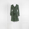 Michael By Michael Kors Black Green Floral Wrap Short Dress