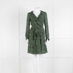Michael By Michael Kors Black Green Floral Wrap Short Dress