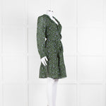 Michael By Michael Kors Black Green Floral Wrap Short Dress