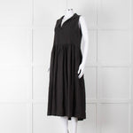 Frank & Eileen Black Sleeveless Linen Collared Dress