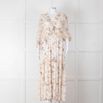 Riani Pale Floral Ruffle Neck And Tiered Maxi Dress
