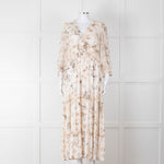 Riani Pale Floral Ruffle Neck And Tiered Maxi Dress