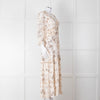 Riani Pale Floral Ruffle Neck And Tiered Maxi Dress