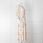 Riani Pale Floral Ruffle Neck And Tiered Maxi Dress