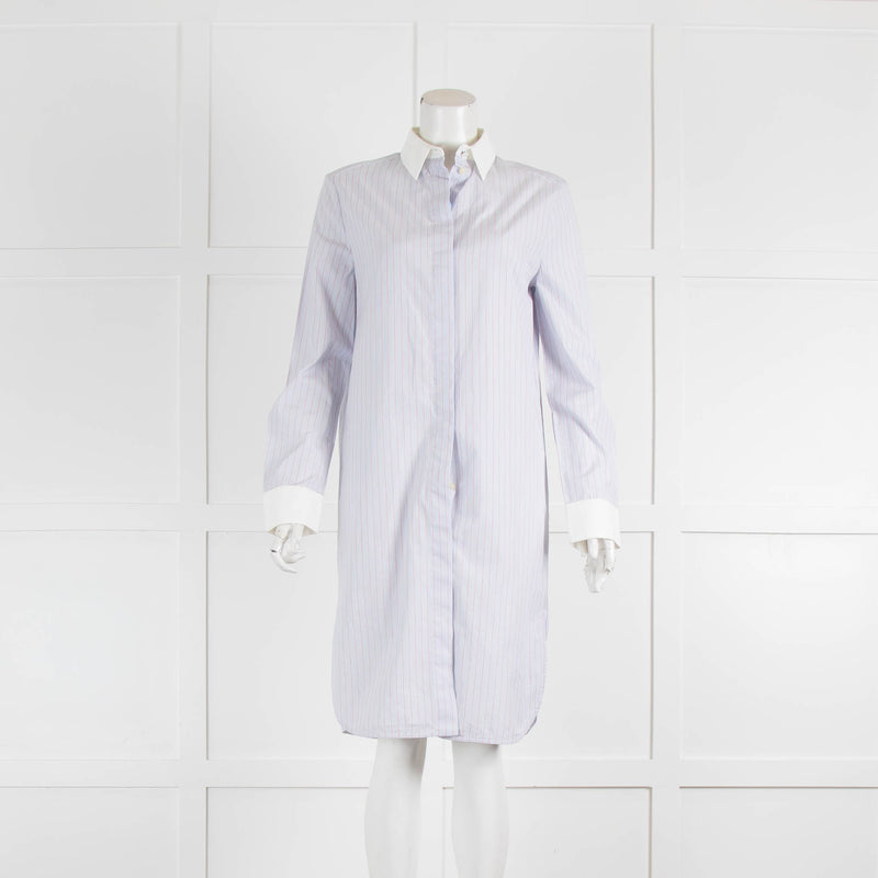 Balenciaga Light Blue Red Stripe Shirt Dress