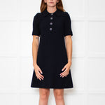 Goat Navy Collared Short Sleeve Shift Dress