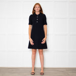 Goat Navy Collared Short Sleeve Shift Dress