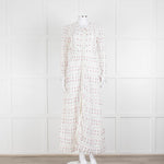 LoveShackFancy White Pink Tulip Lace Trim Maxi Dress