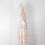 Riani Pale Floral Ruffle Neck And Tiered Maxi Dress