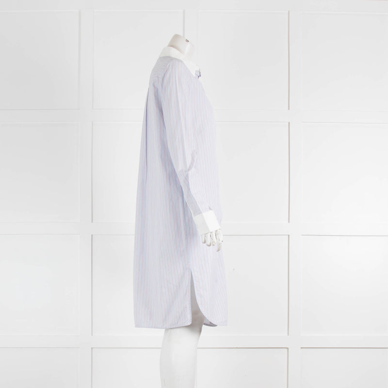 Balenciaga Light Blue Red Stripe Shirt Dress