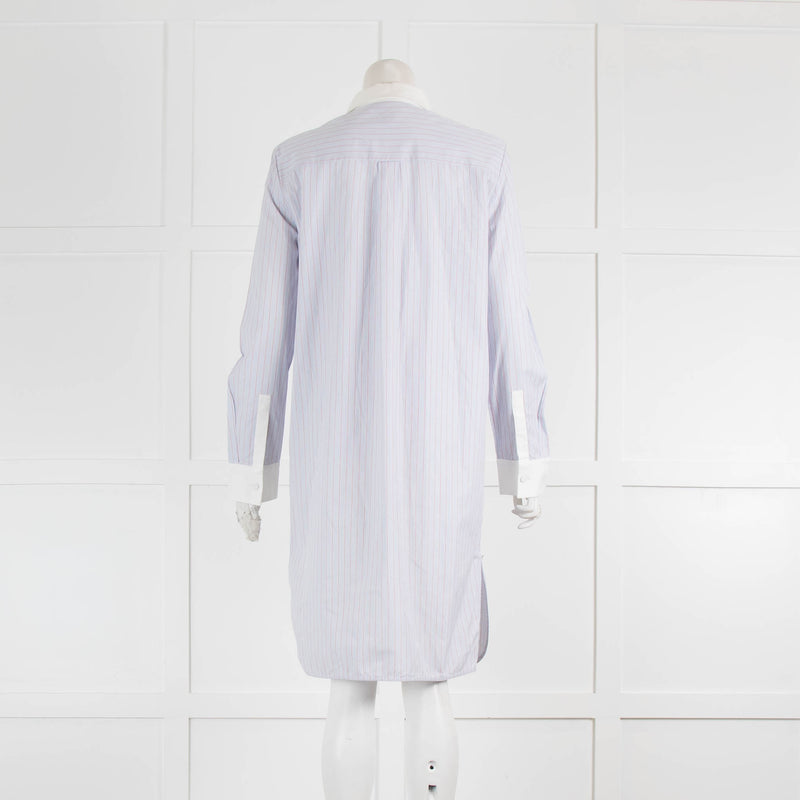Balenciaga Light Blue Red Stripe Shirt Dress