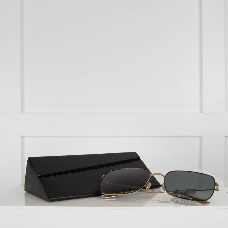 Dior Gold Metal Fine Square Frame Sunglasses