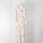 Riani Pale Floral Ruffle Neck And Tiered Maxi Dress