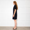 Goat Navy Collared Short Sleeve Shift Dress