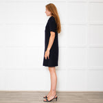Goat Navy Collared Short Sleeve Shift Dress