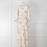 Riani Pale Floral Ruffle Neck And Tiered Maxi Dress