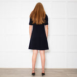 Goat Navy Collared Short Sleeve Shift Dress