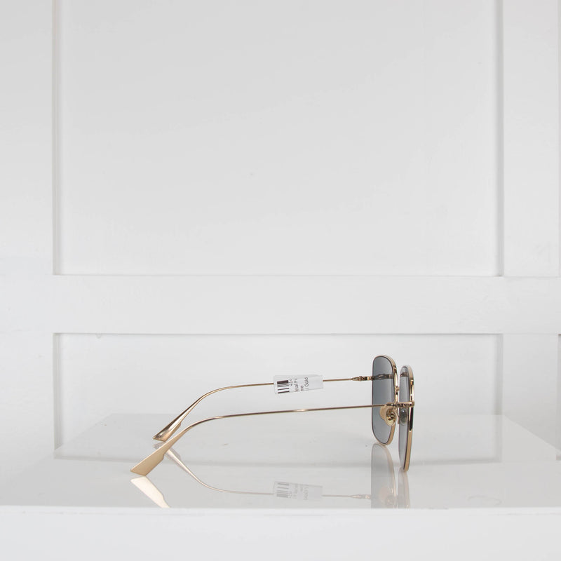 Dior Gold Metal Fine Square Frame Sunglasses