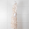 Riani Pale Floral Ruffle Neck And Tiered Maxi Dress
