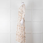 Riani Pale Floral Ruffle Neck And Tiered Maxi Dress