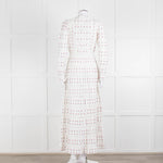 LoveShackFancy White Pink Tulip Lace Trim Maxi Dress