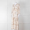 Riani Pale Floral Ruffle Neck And Tiered Maxi Dress