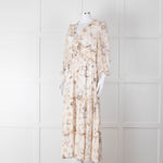 Riani Pale Floral Ruffle Neck And Tiered Maxi Dress